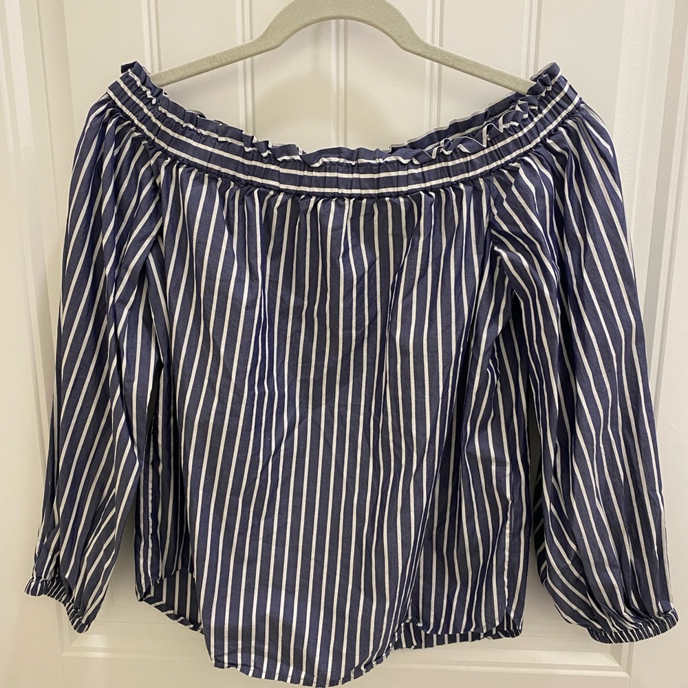 J.Crew Striped Off-the-Shoulder Blouse